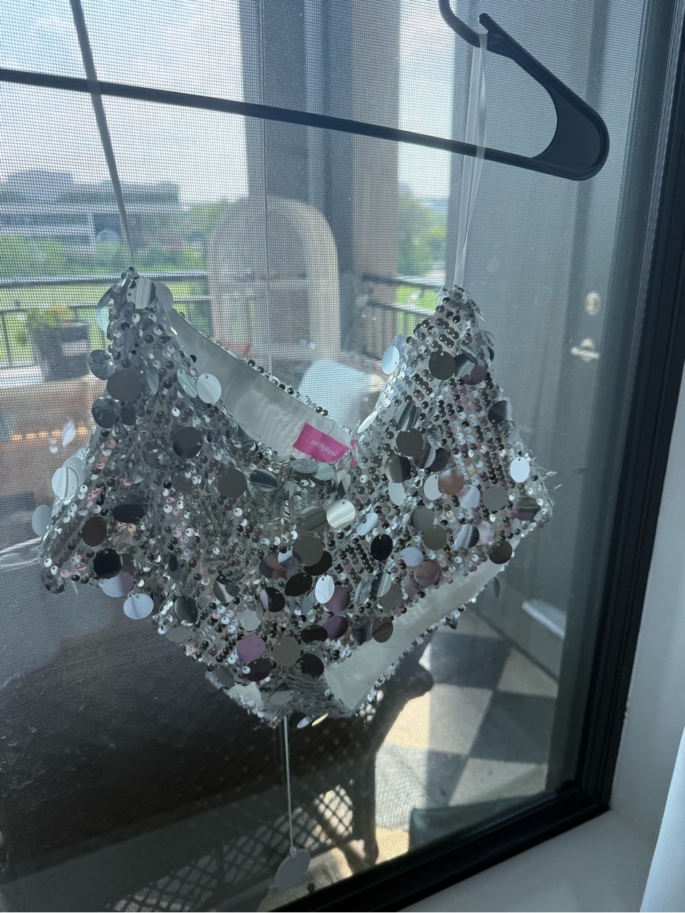 Edikted Silver Sequin Shorts